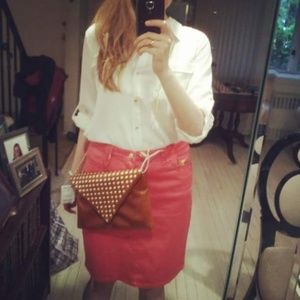 Max Jeans Coral Denim Skirt with Gold